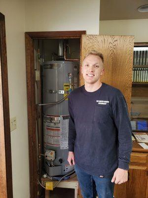 Kyle and our new Water Heater!