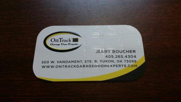 business card for On Track Garage Door Experts