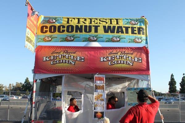 Flavored kettle corn and coconut water