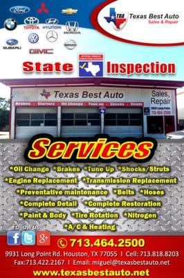 OIL CHANGE, BRAKES, TUNE UP, SHOCKS, STRUTS, ENGINE REPLACEMENT,TRASMISSION REPLACEMENT, PREVENTIVE MAINTENANCE, BELTS, HOSES, COMPLETE DETA