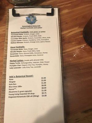 Mocktail menu