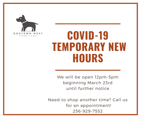 Temporary hours beginning March 23rd