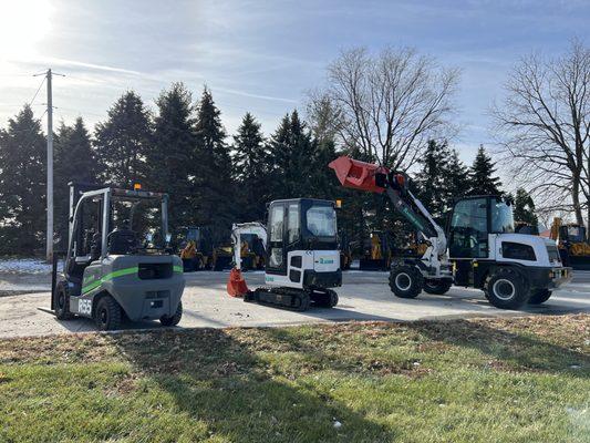 The all new Ranko brand Forklifts, Wheel Loaders, and Mini Excavators on display.