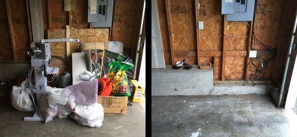 Garage garbage removal - before and after