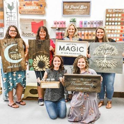 Girl's Night! Board & Brush Wood Sign Workshops - Paint & Sip