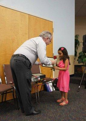 Mr. Hanspeter our piano teacher gave each of his students a rose & certificate for their recital performances. Really sweet!