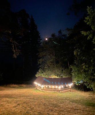 Looking south over the fire pit gazebo