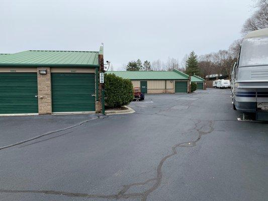 Outdoor parking as well as Standard storage units.