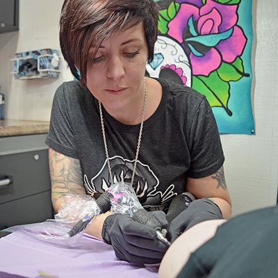 The Black Rose, home of tattooer Nicole Thompson, has a large collection of her artwork, crystals for sale and more!