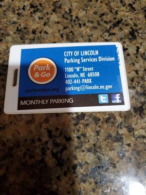 Parking fob card key