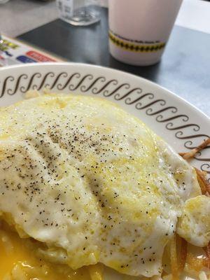 2 Eggs with hash Hashbrowns Scattered "all The Way"