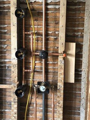 Copper piping for master bath with body jets