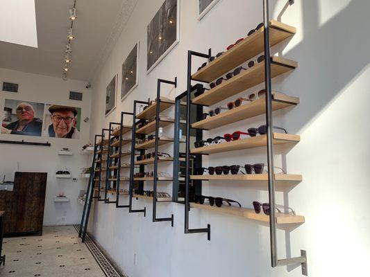 An amazing selection of glasses at my favorite sunglasses shop! Just coming in for a frame tightening.