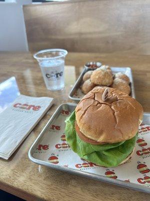 Signature Cheeseburger and Garlic Puffs