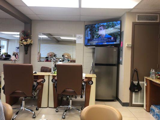 Inside the Salon! It is small, but quaint.