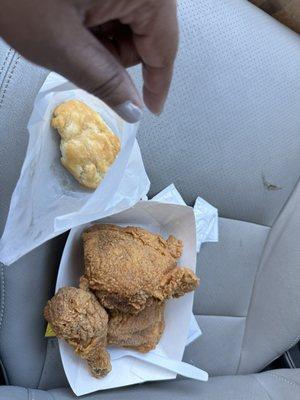 3 piece fried chicken honey biscuit