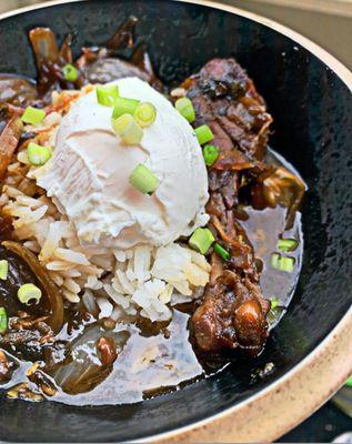 Filipino Chicken adobo $10 (poached egg is optional $2) family platter feeds 4 $20)