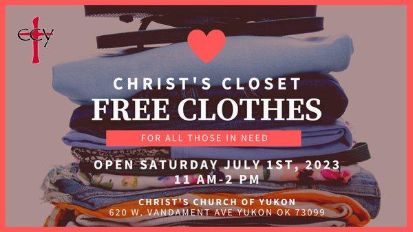 Christ's Closet is a community resource for free clothing located at Christ's Church of Yukon.