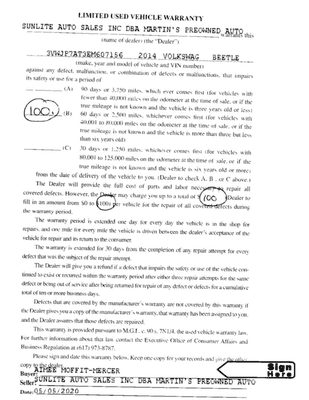 This is the contract where they circled the $100 charge and conveniently 'forgot' to tell me about the 'free' 30 day warranty.