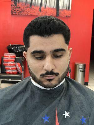 Shear cut with beard line up