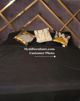 Designer Velvet upholstered bed