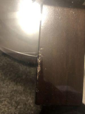 Table damage from Clawtel.  They will not refund you anything.