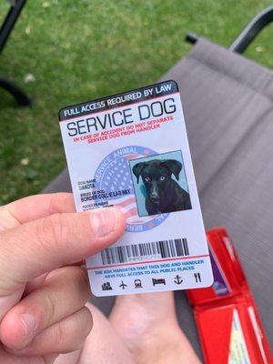 My service animal's Federal ID card