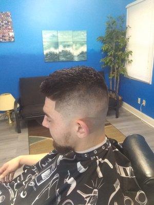 Bald fade scissors cut