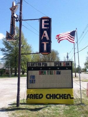 Worth the drive to the Lantern Pub.  It is an institution in the heart of Ashley, Illinois.  Best food around.