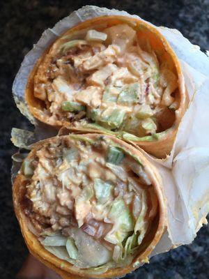 Buffalo Chicken Salad Wrap + Bacon & Onion