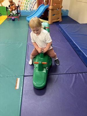 The rainbow room is where they play on rainy days