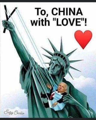 The United States Powerty Statue. Sending our belowed Sleepy Joe back to China.