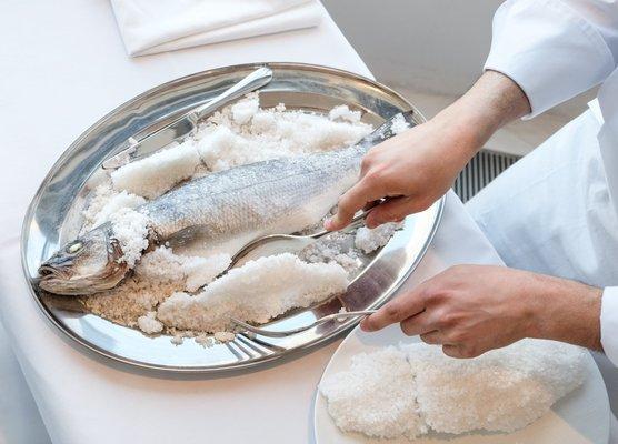 Whole Fish in Sea Salt at Milos