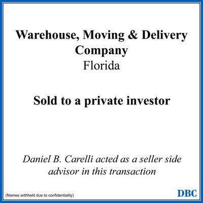 Warehouse Distribution Company ownership sale.