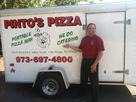 Not only we cater, but Pinto's will bring the pizza party to you with our portable pizza man!