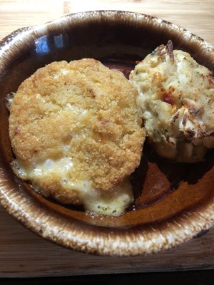 Smoked Gouda shrimp and crab/ signature crab cake (both good)