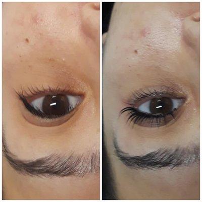 Before and after lash lift