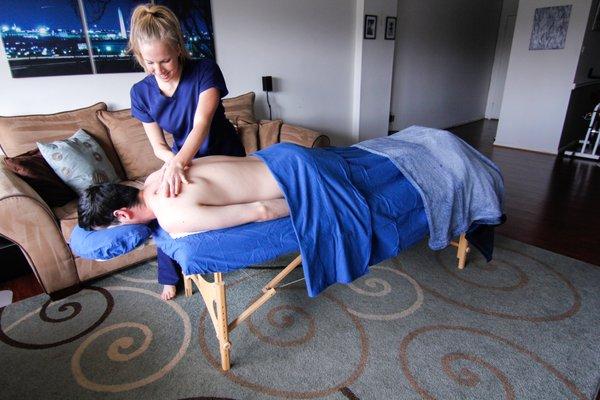 Massage in an apartment space