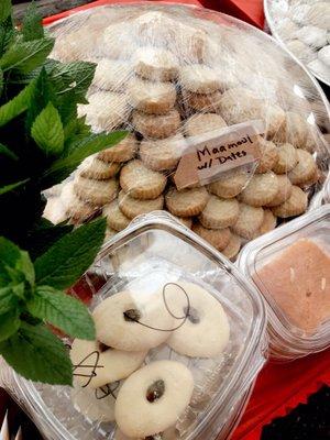 Traditional baked goods and Arabic coffee for sale. They have an entire buffet too!