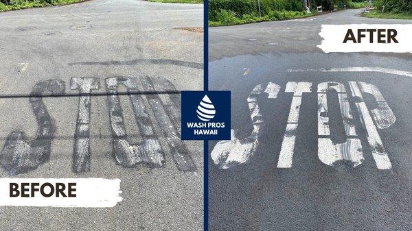 Temporary Striping Paint Removal - Mobile Pressure Wash (Waimanalo)