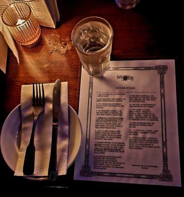 Table setting upon arrival.