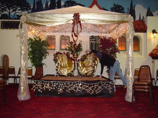 Some decorations we set up for my engagement. Stage and decorations shown here not provided by the hall.