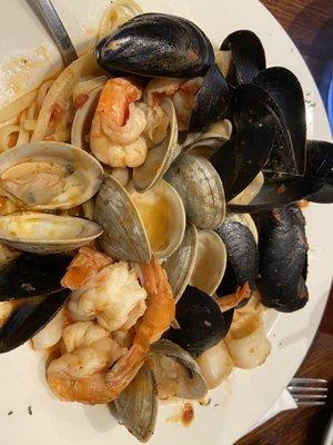 Linguini Pescatore made up of mussels, clams, shrimp, & squid...it was delicious!