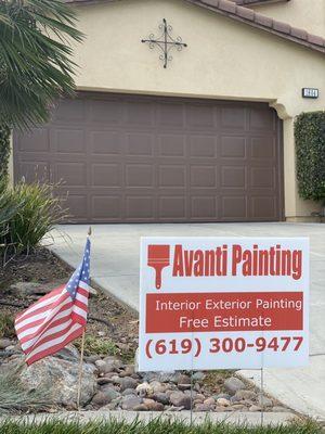 Freshly painted garage door and frame