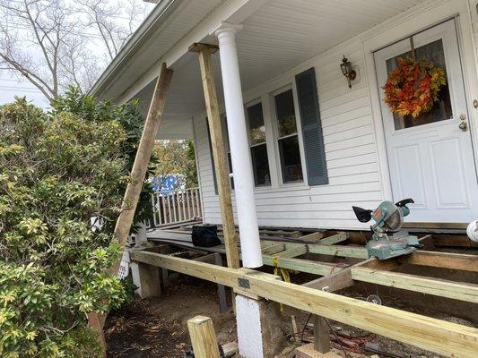 Rebuild framing of wrap around porch