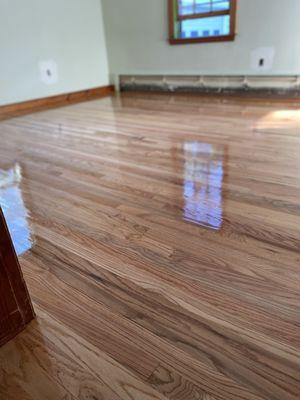 Red oak flooring shining through !