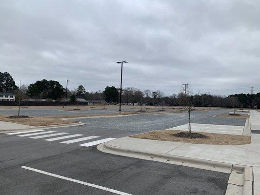 Paved and gravel parking lots