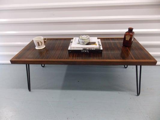 Custom made coffee table with hairpin legs