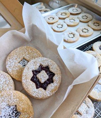 Linzer cookies with Last Resort Farm currant jam. Vegan!