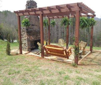 Gazebo in front of historic fireplace